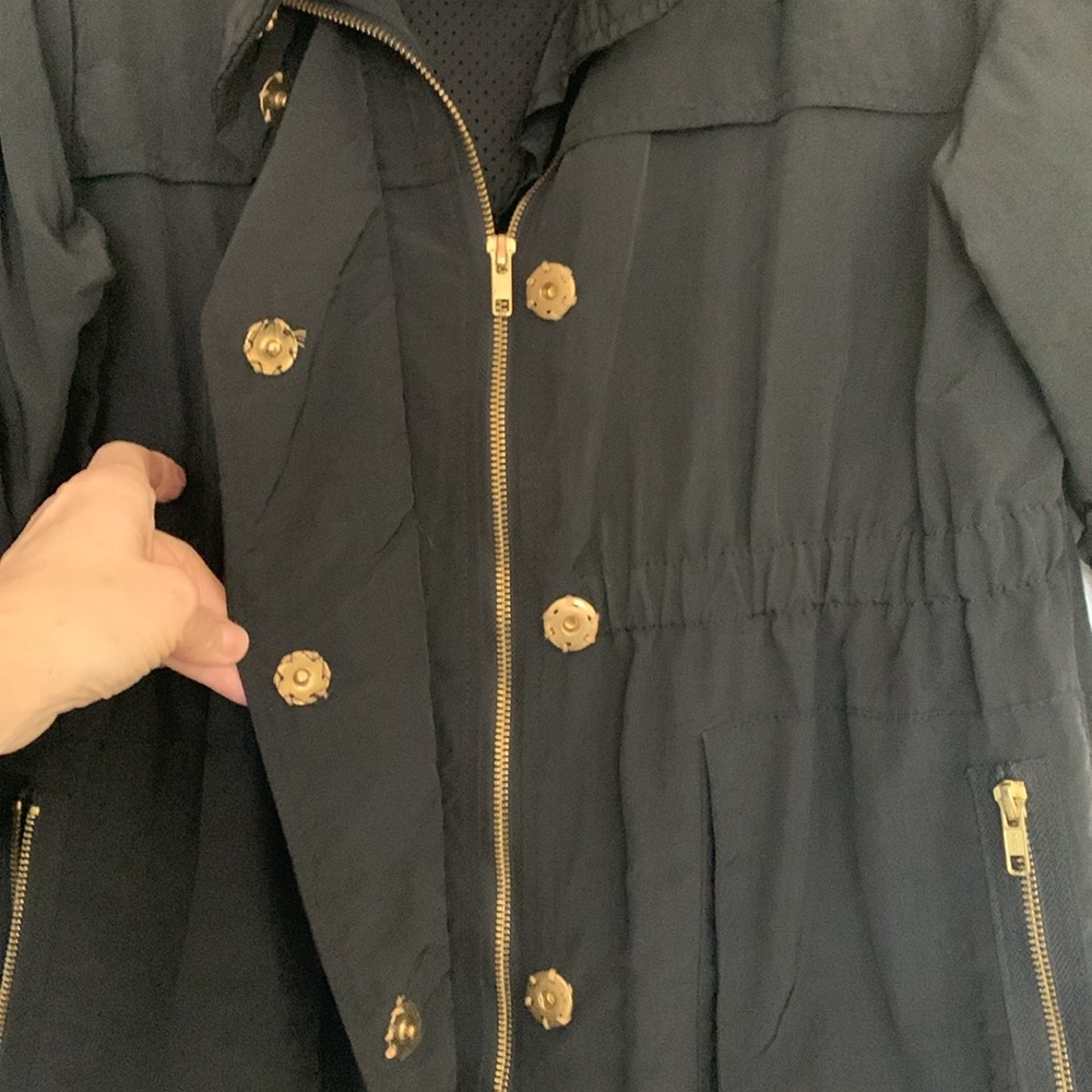 Millard Fillmore Black Spring Fall jkt ,3/4 sleeves,snaps zipper,hidden-hood❤️❤️ - Picture 2 of 14